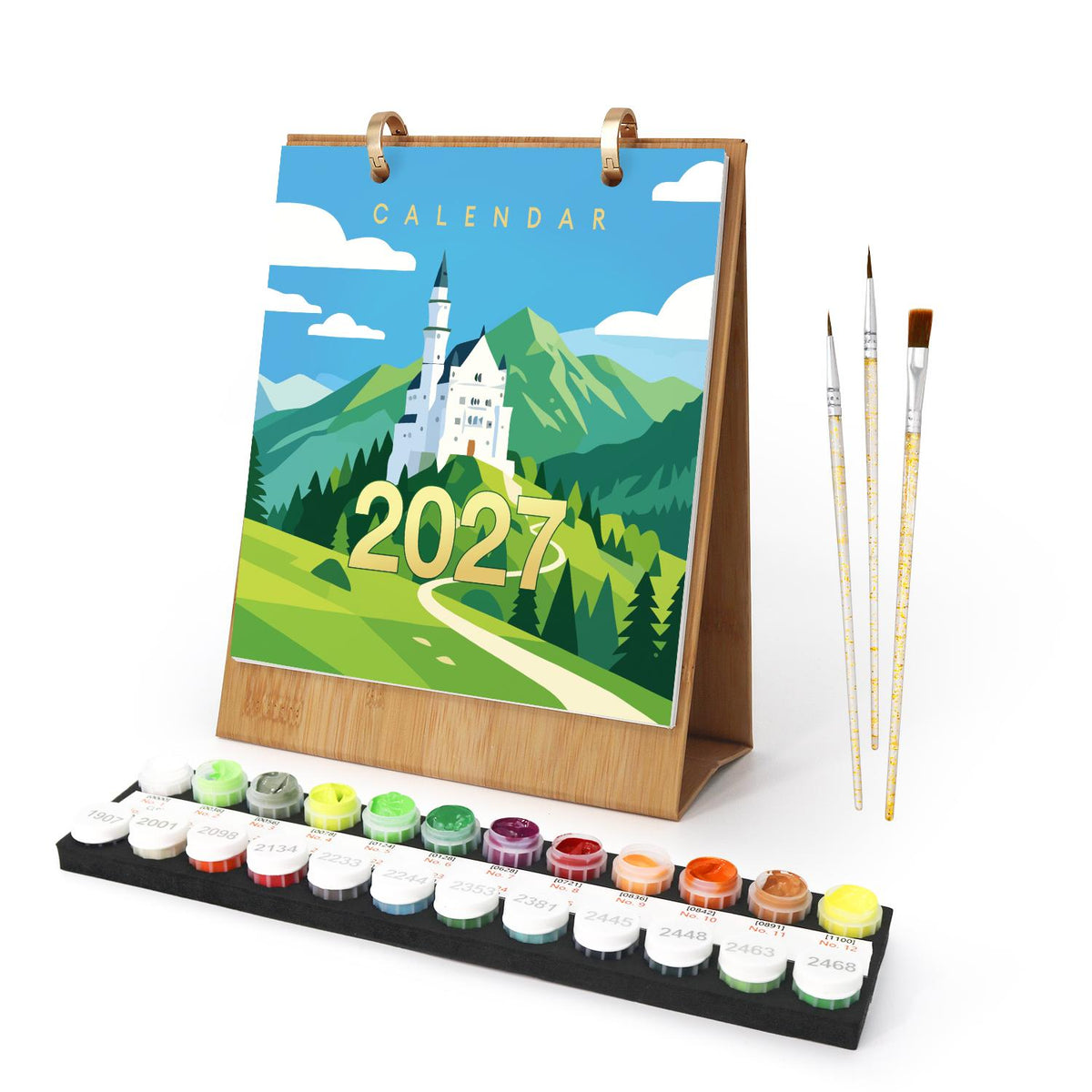 2027 Paint by Numbers Desk Calendar | Travel Edition