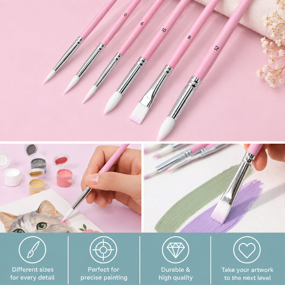 Premium Pink Brush Set | 6 Pieces