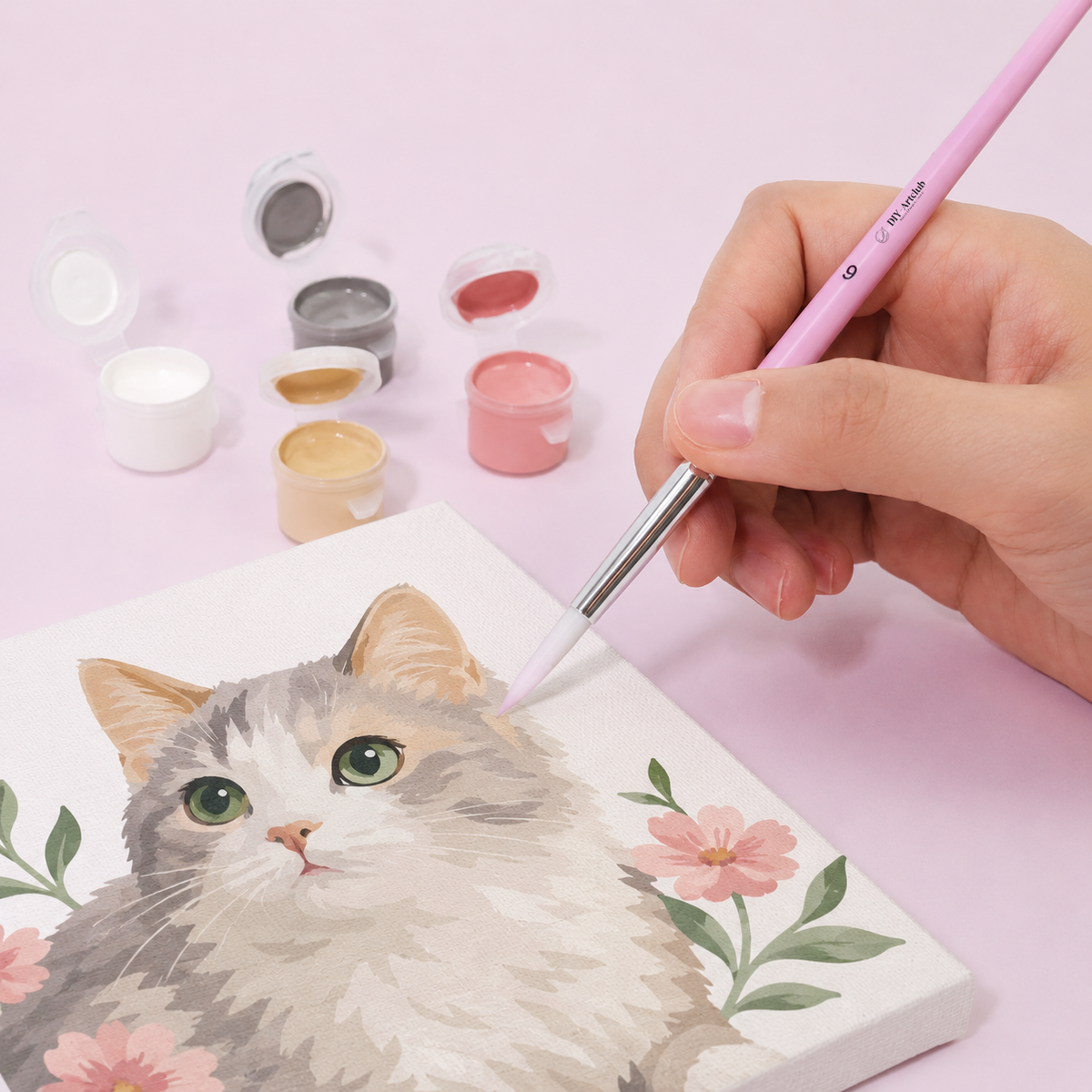 6 Mini Paintings | Premium Pink Brush Set