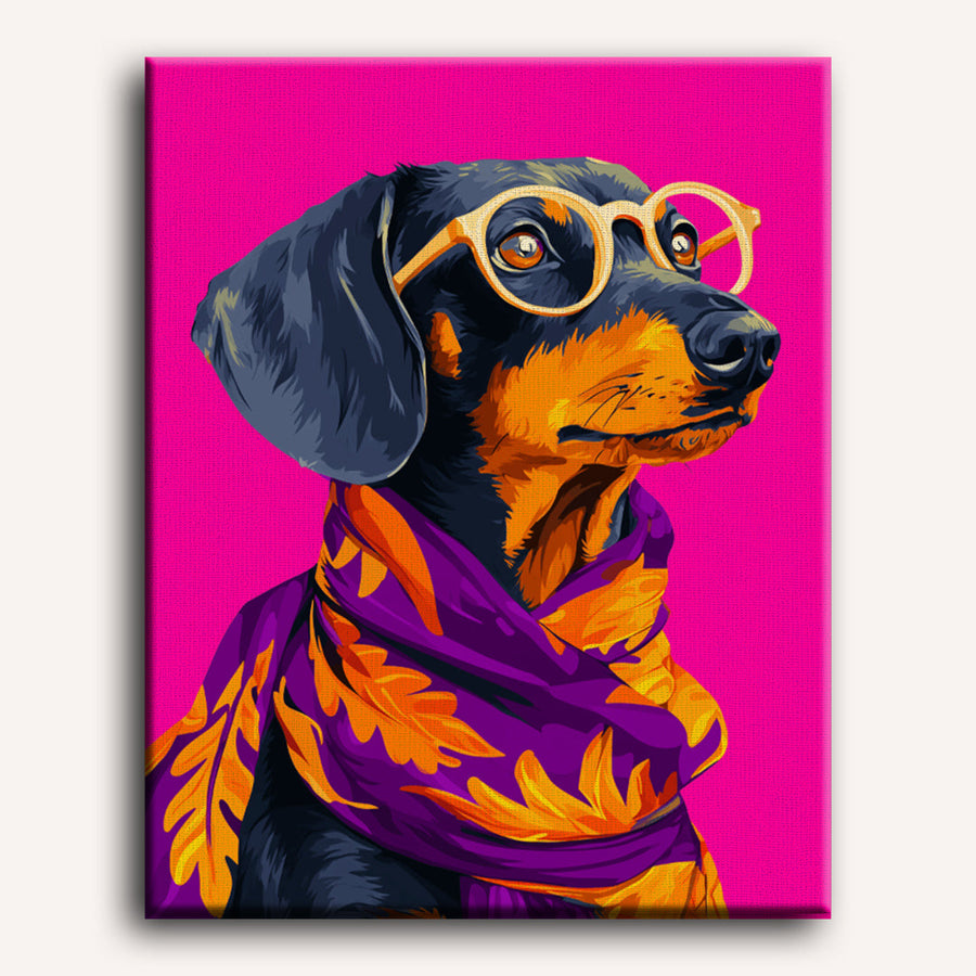 Dachshund with Glasses | Paint by Numbers