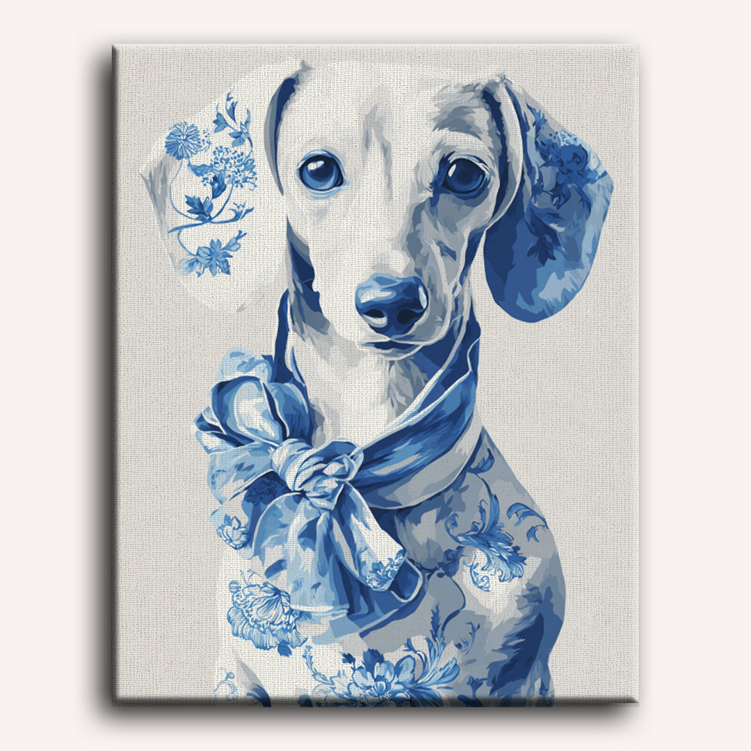 Delft Blue Dachshund | Paint by Numbers