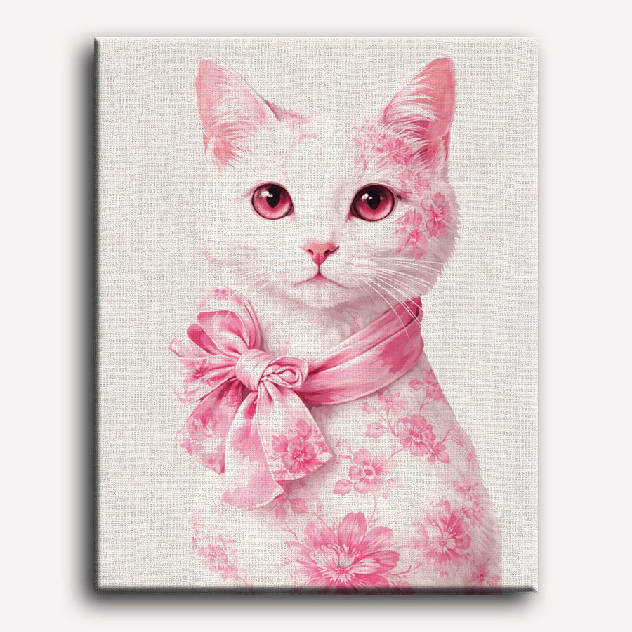 Delft Pink Cat | Paint by Numbers