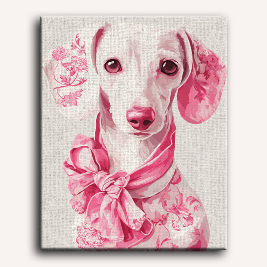 Delft Pink Dachshund | Paint by Numbers