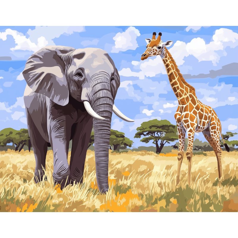 Giraffe and Elephant Set | Paint by Numbers