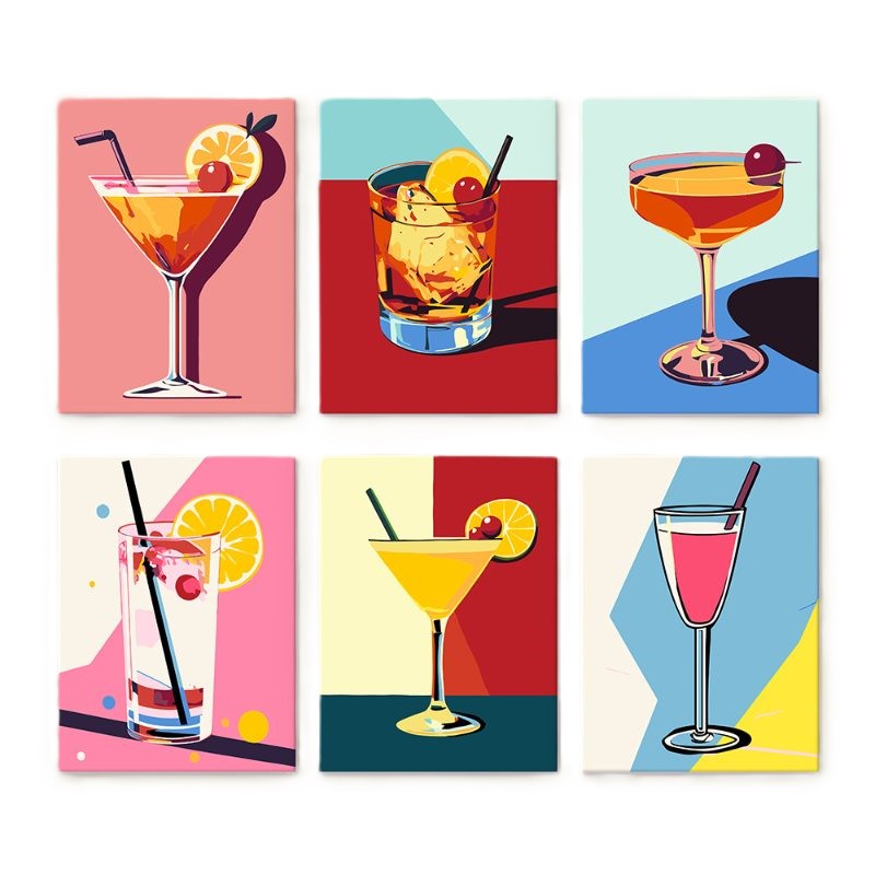 6 Mini Paintings | Classy Cocktail Set