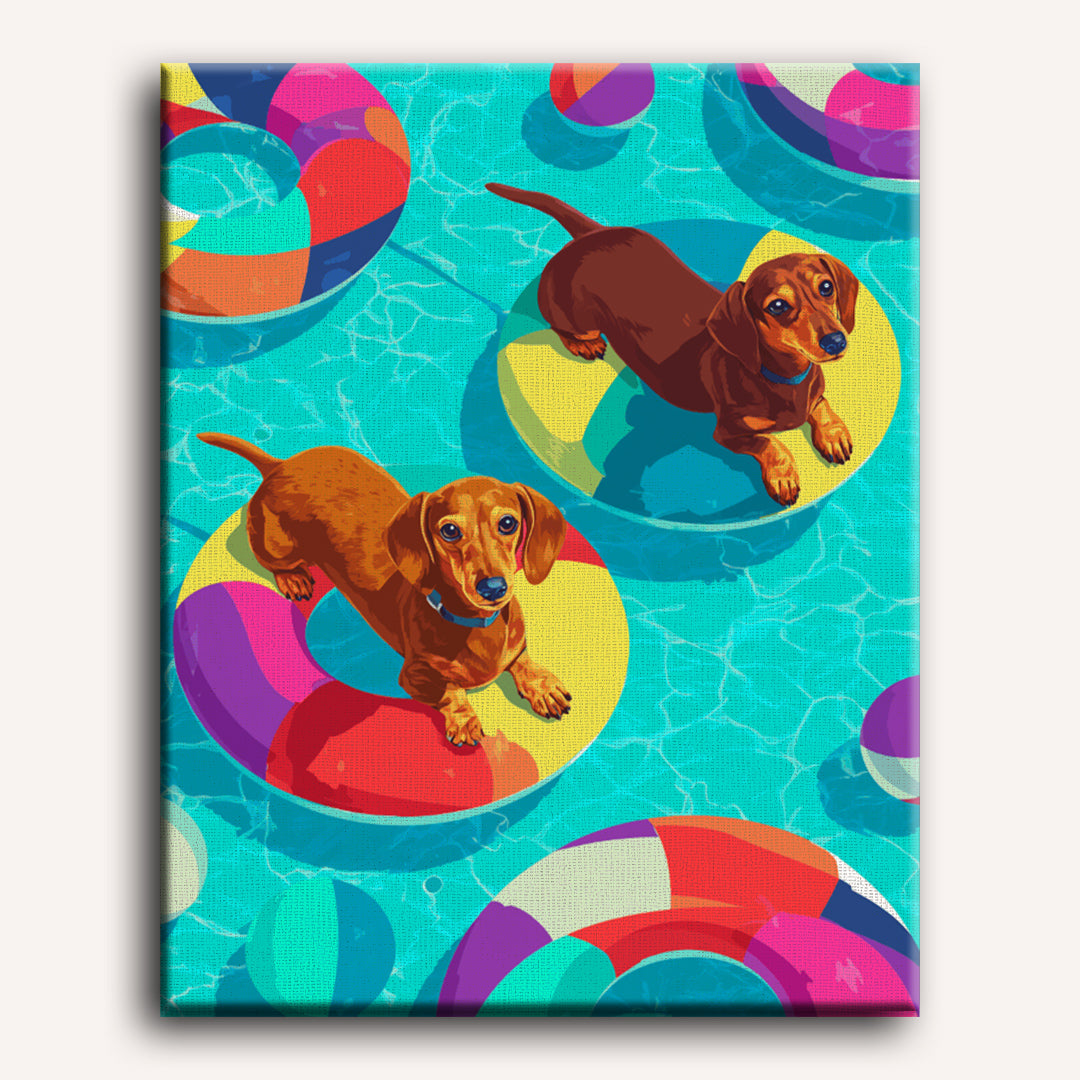 Floating Dachshunds | Paint by Numbers