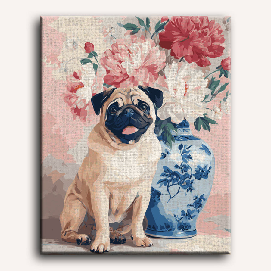 Floral Pug | Paint by Numbers
