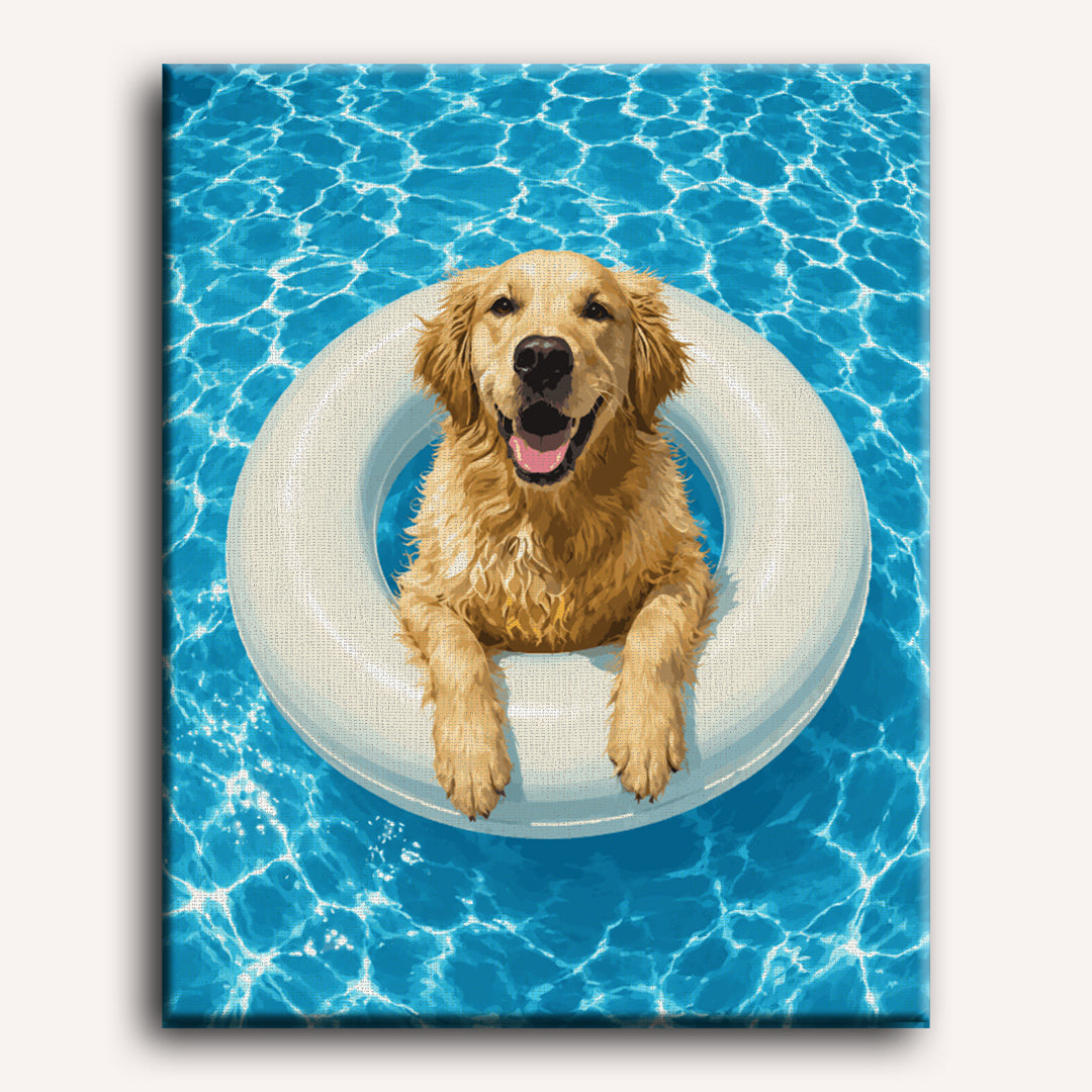 Golden Retriever Swim | Paint by Numbers
