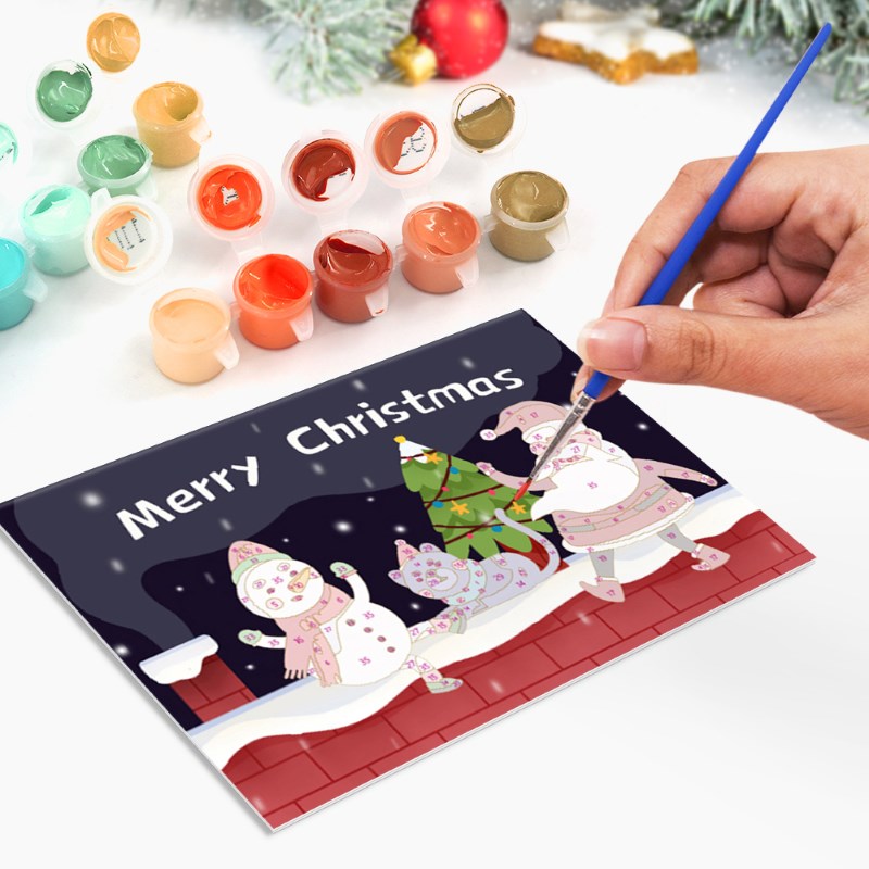 Paint by Numbers Christmas Cards - 6 Pieces