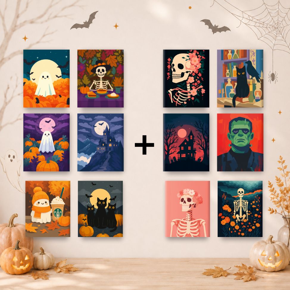 12 Mini Paintings | Halloween Vibes Set