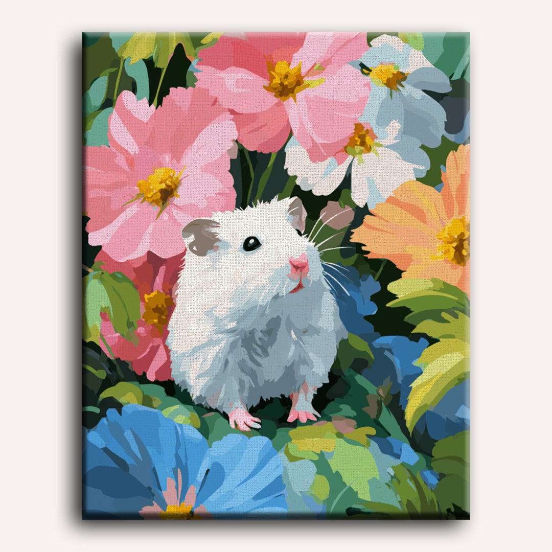 Hamster in the Flower Field | Paint by Numbers