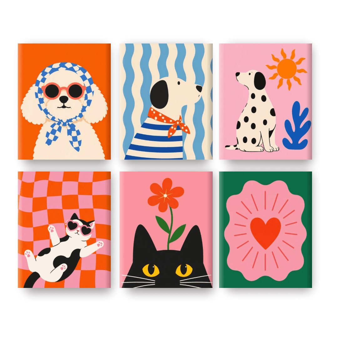 6 Mini Paintings | Pop Art Pets Set
