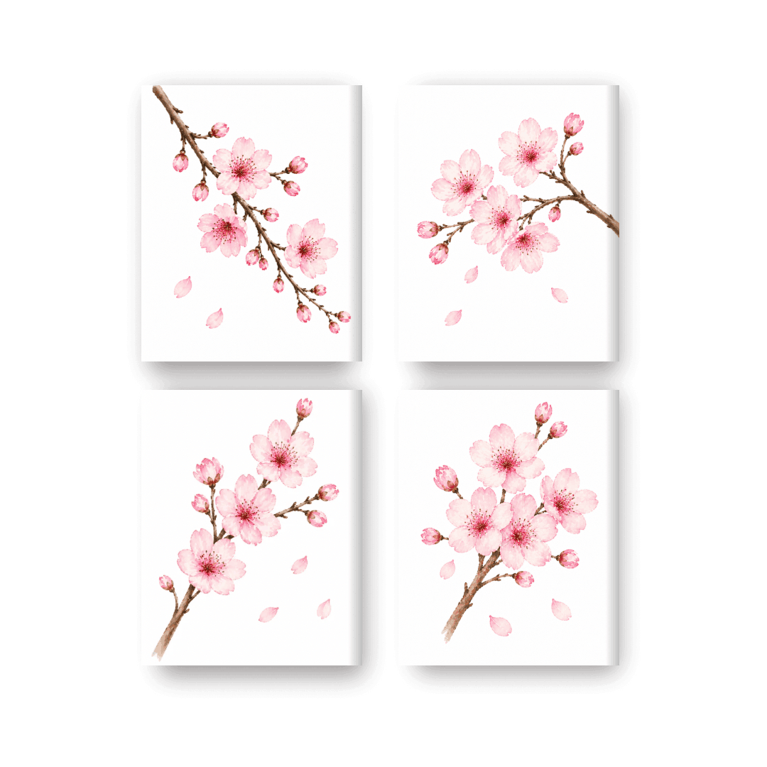 4 Mini Paintings | Cherry Blossom Set