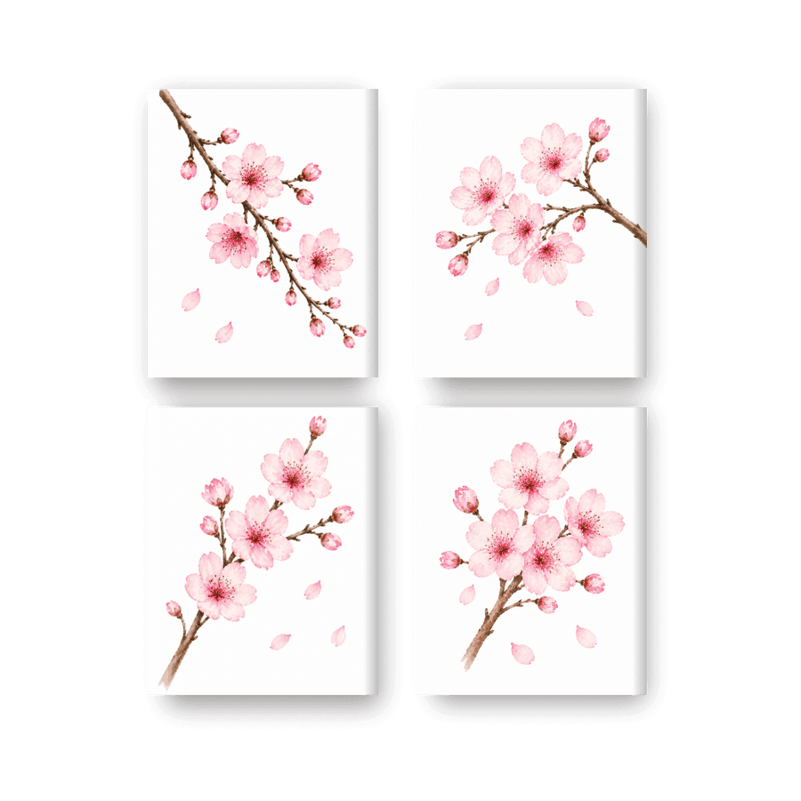 4 Mini Paintings | Cherry Blossom Set