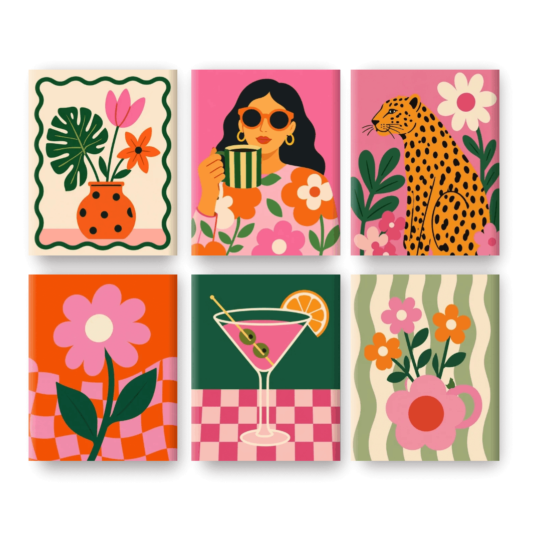 6 Mini Paintings | Vibrant Lifestyle Set