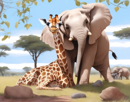 Elephant and Giraffe Set | Paint by Numbers