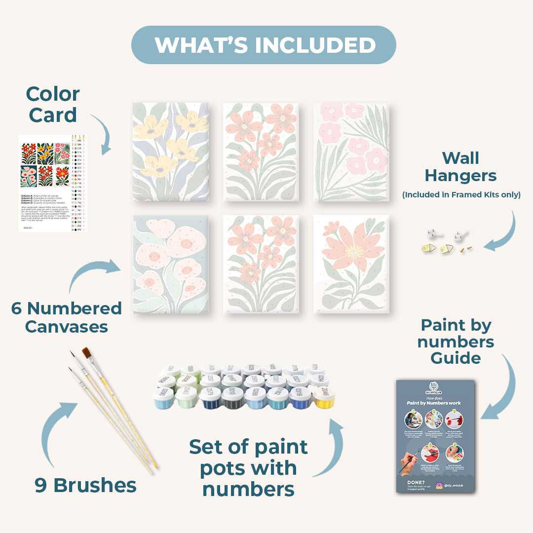 6 Mini Paintings | Gorgeous Flower Set