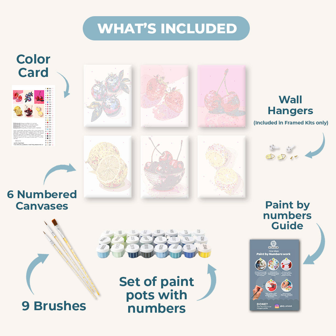 6 Mini Paintings | Disco Fruit Set
