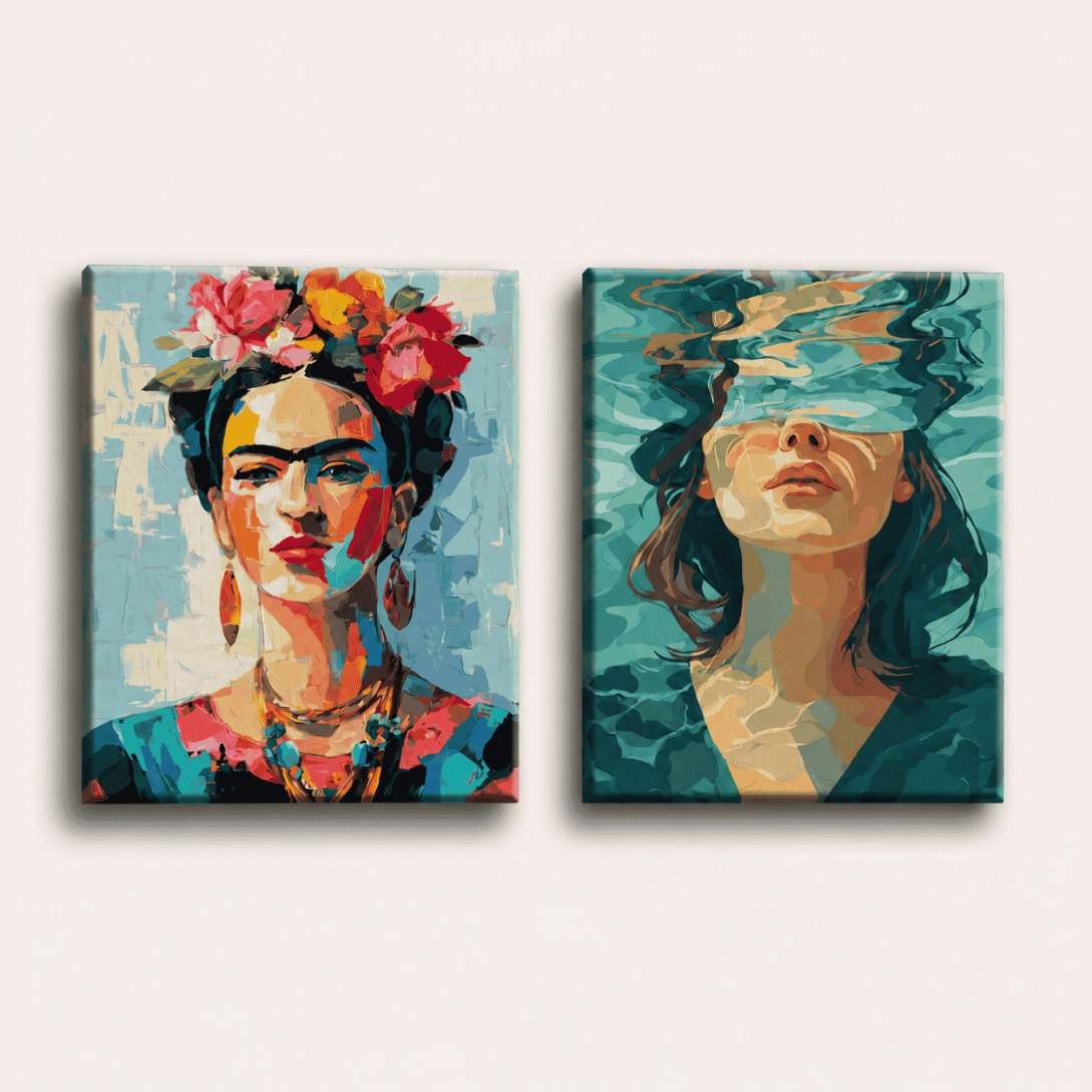 2 Mini Paintings | Expressive Women Set