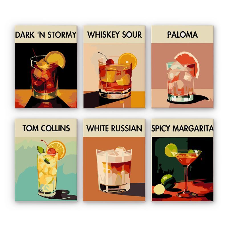6 Mini Paintings | Exotic Cocktail Set