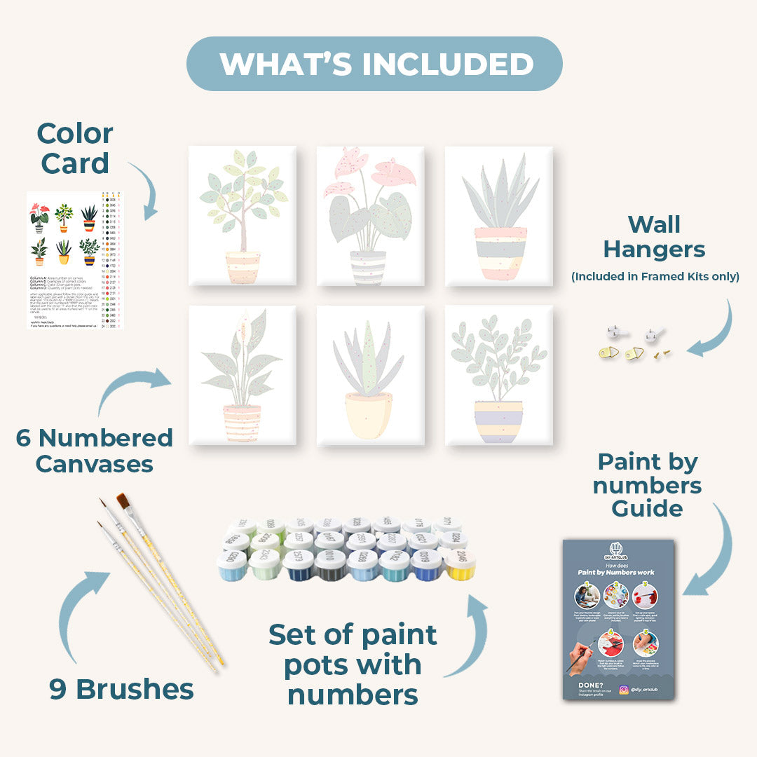 6 Mini Paintings | Botanic Plants Set