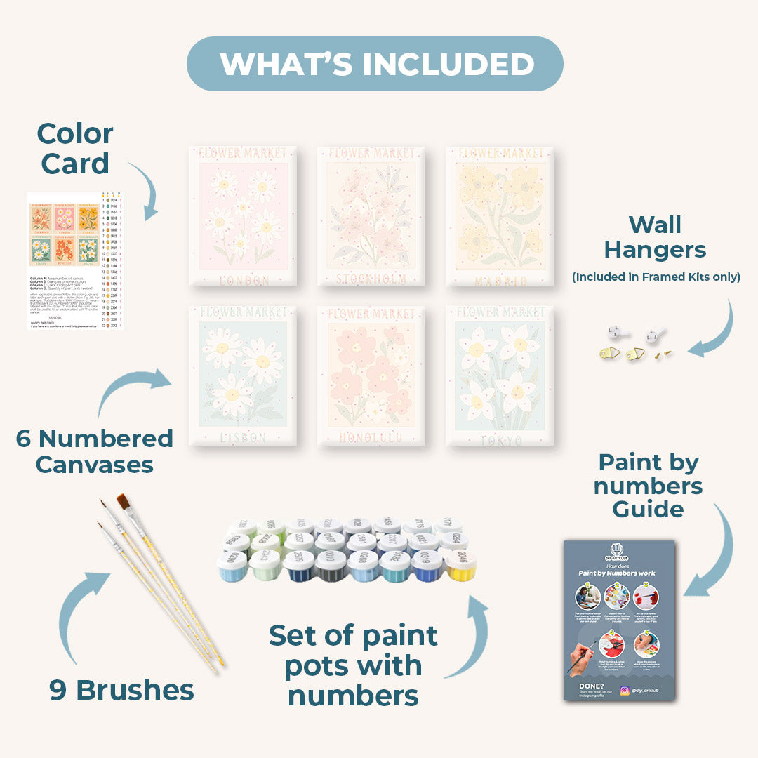 6 Mini Paintings | Flower Market Set