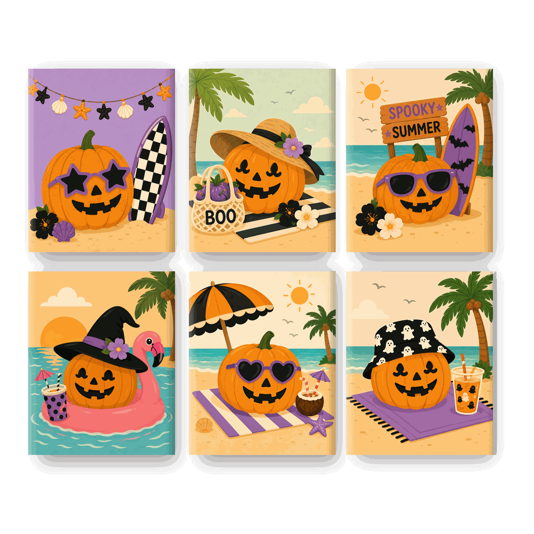 6 Mini Paintings | Summer Pumpkin Set