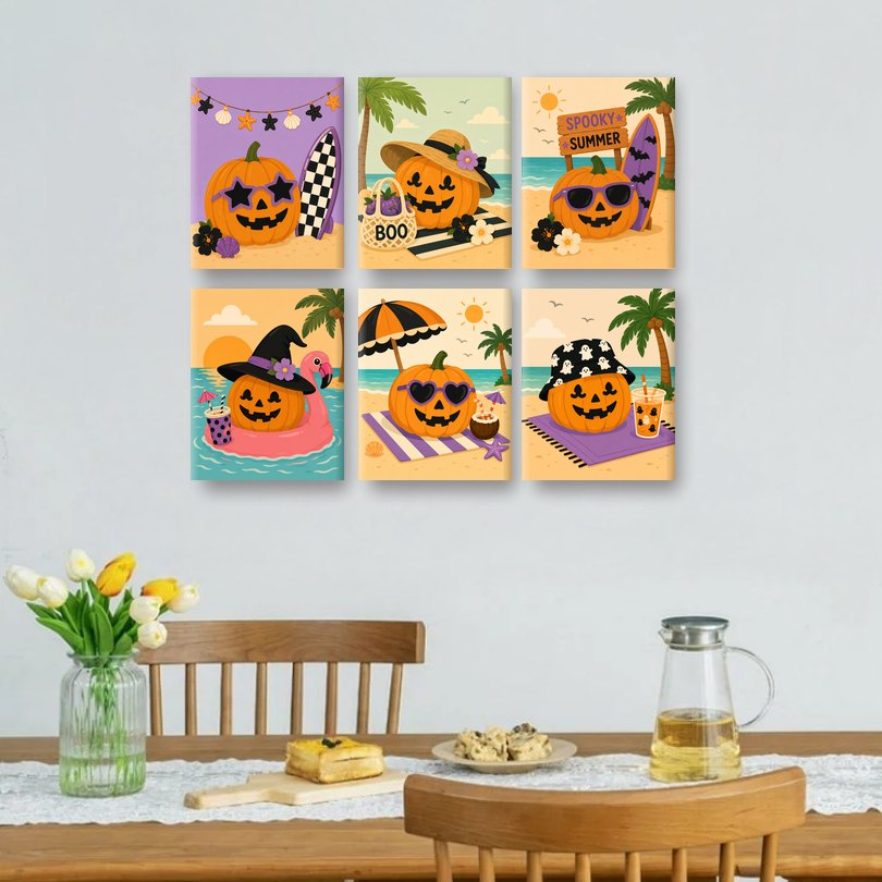 6 Mini Paintings | Summer Pumpkin Set