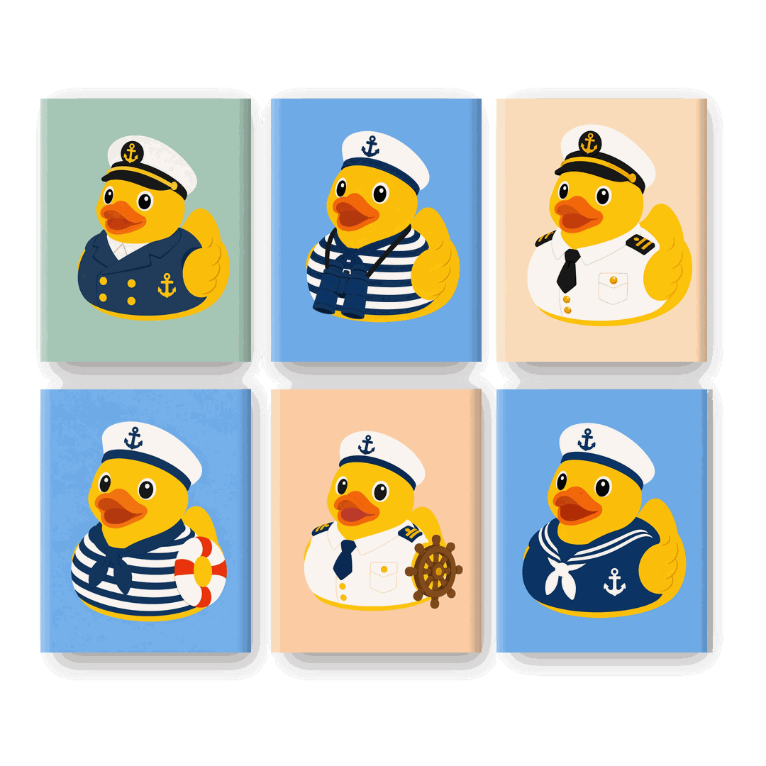 6 Mini Paintings | Duck Sailor Set