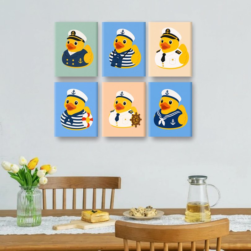 6 Mini Paintings | Duck Sailor Set