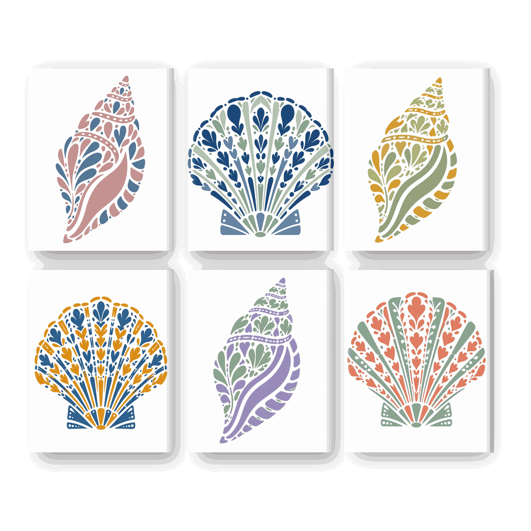 6 Mini Paintings | Coastal Shells Set
