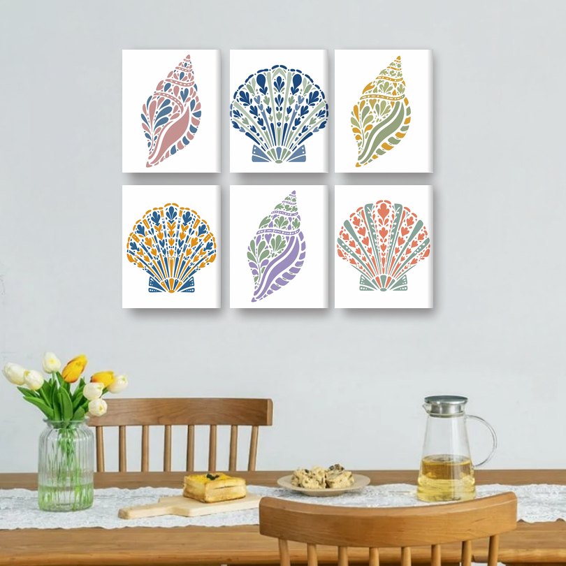 6 Mini Paintings | Coastal Shells Set