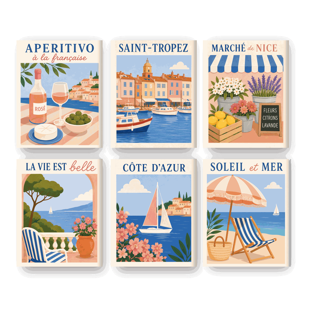 6 Mini Paintings | French Riviera Set