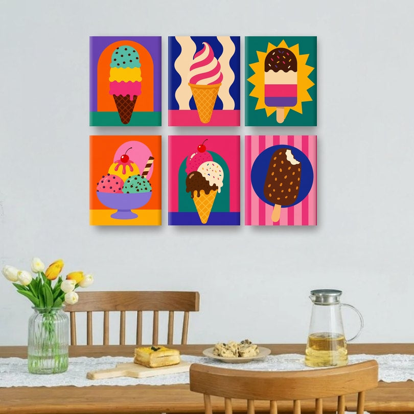 6 Mini Paintings | Bold Ice Cream Set