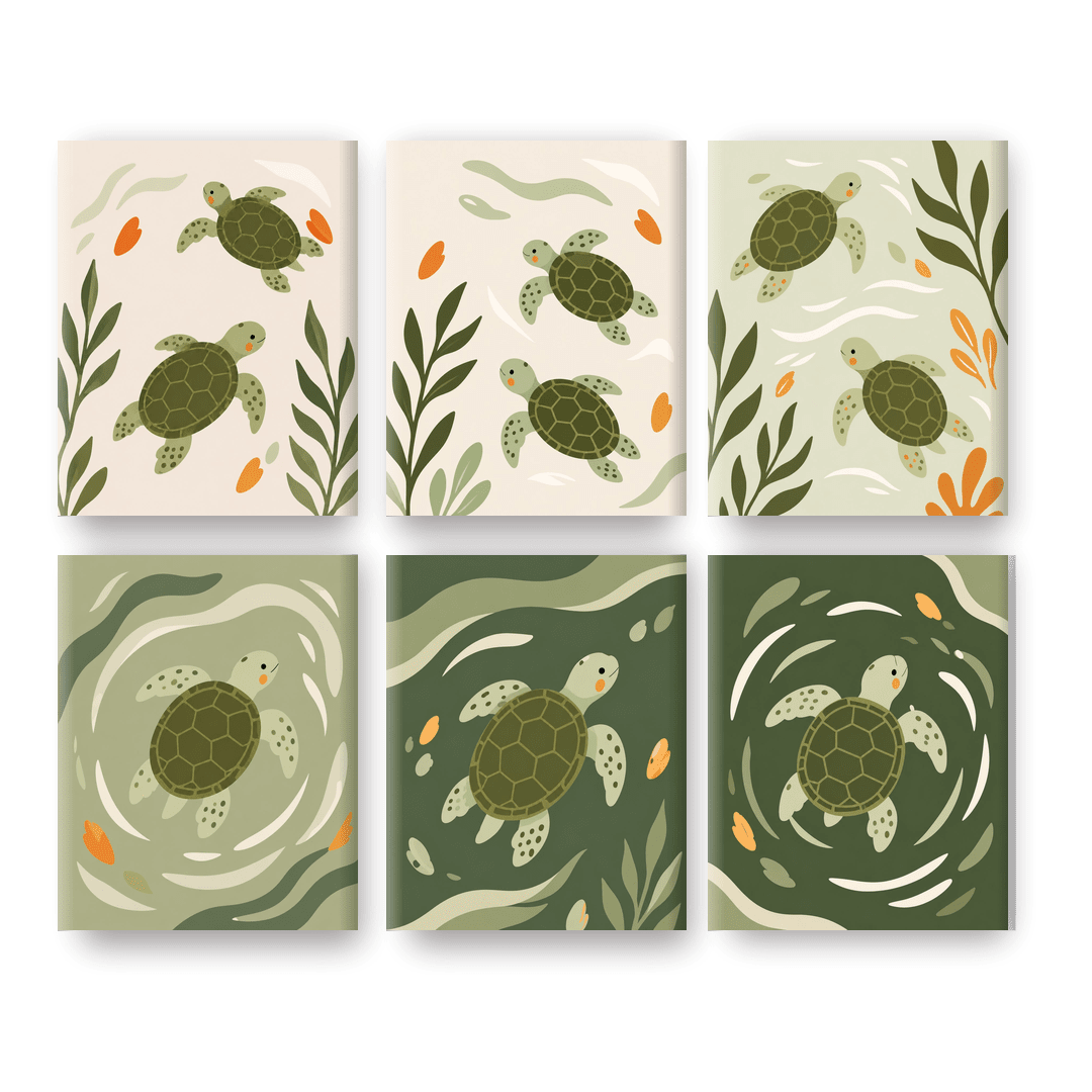 6 Mini Paintings | Baby Sea Turtle Set
