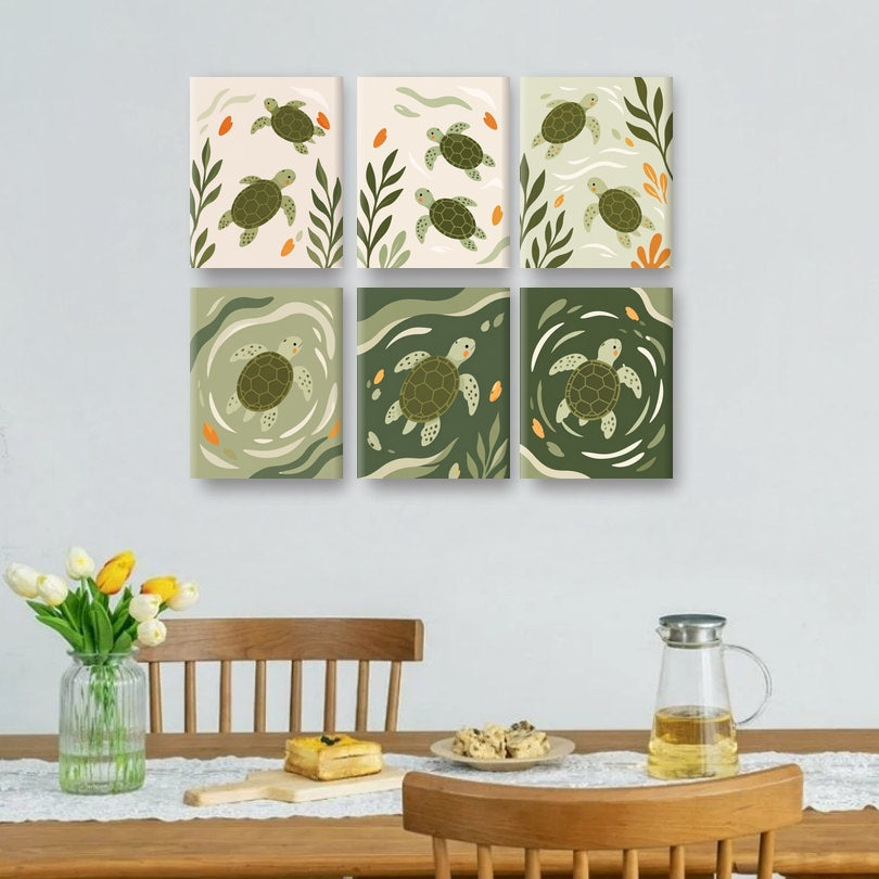 6 Mini Paintings | Baby Sea Turtle Set