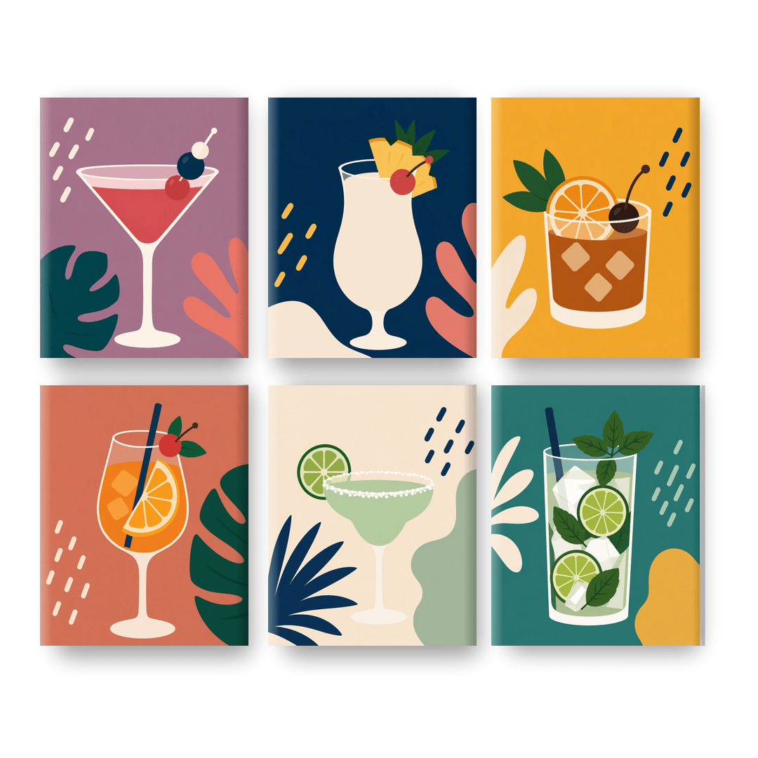 6 Mini Paintings | Cocktail Hour Set