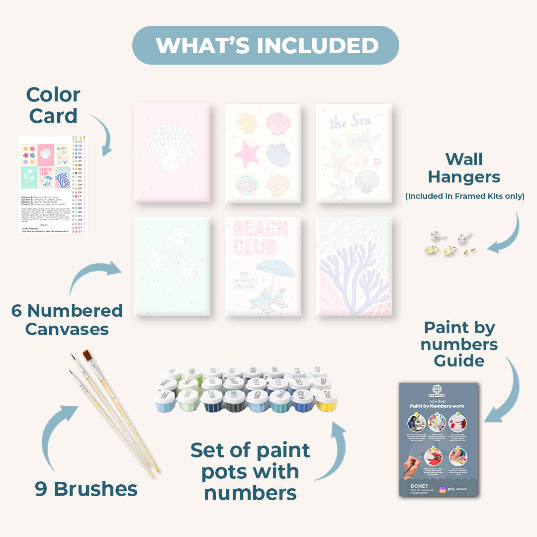 6 Mini Paintings | Beach Club Set