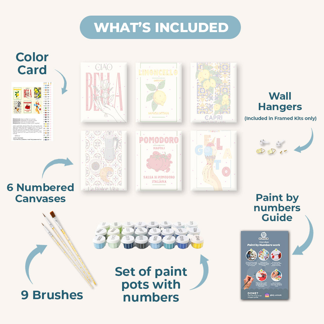 6 Mini Paintings | Italian Flavor Set