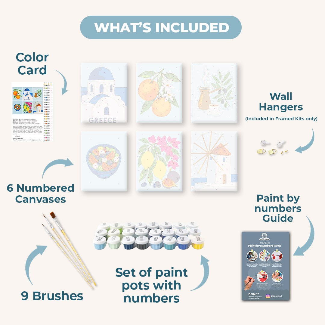 6 Mini Paintings | Greek Summer Set