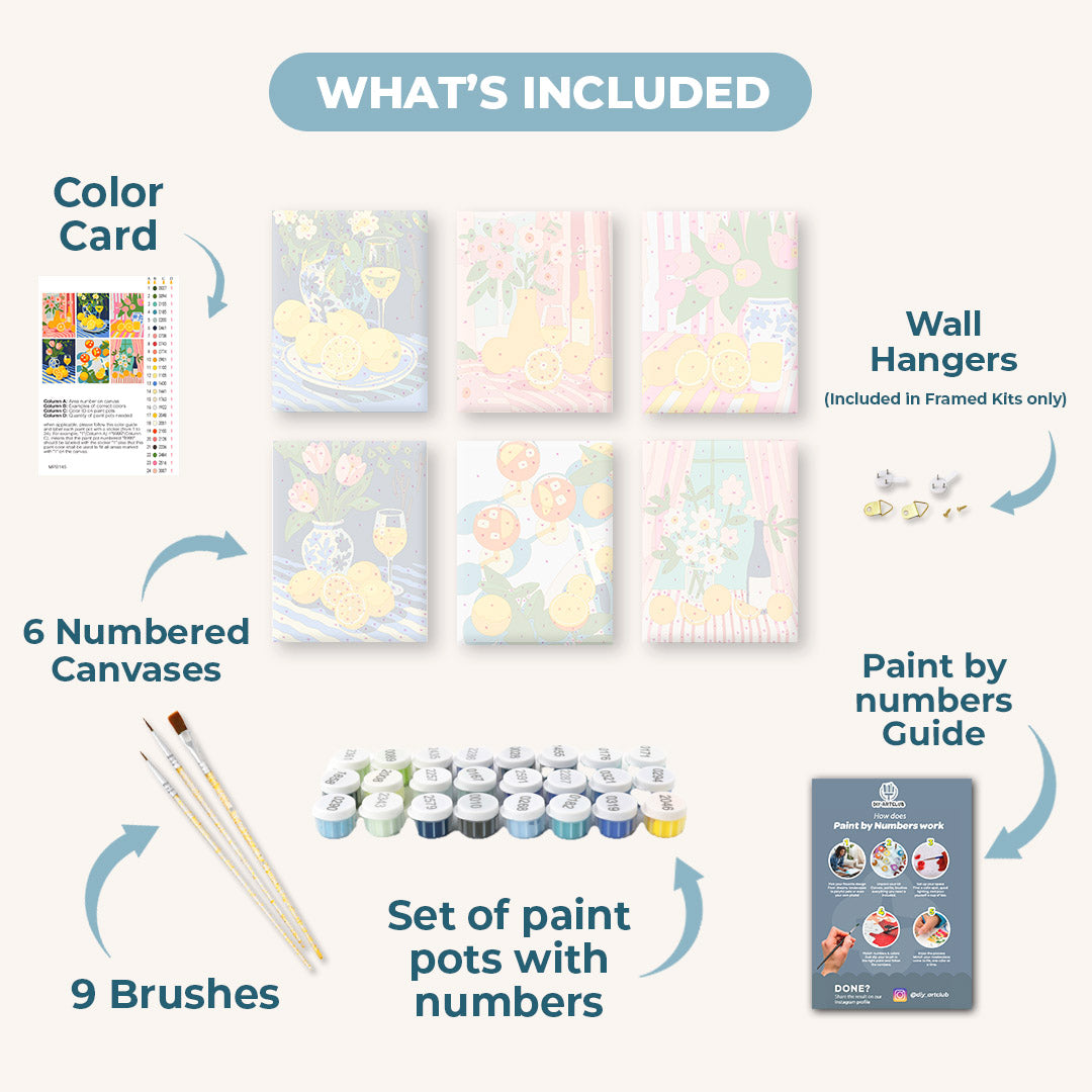 6 Mini Paintings | Flowers & Drinks Set