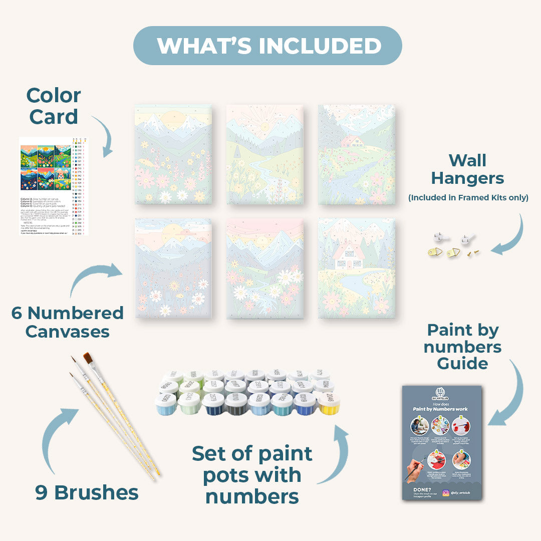 6 Mini Paintings | Colorful Landscapes Set