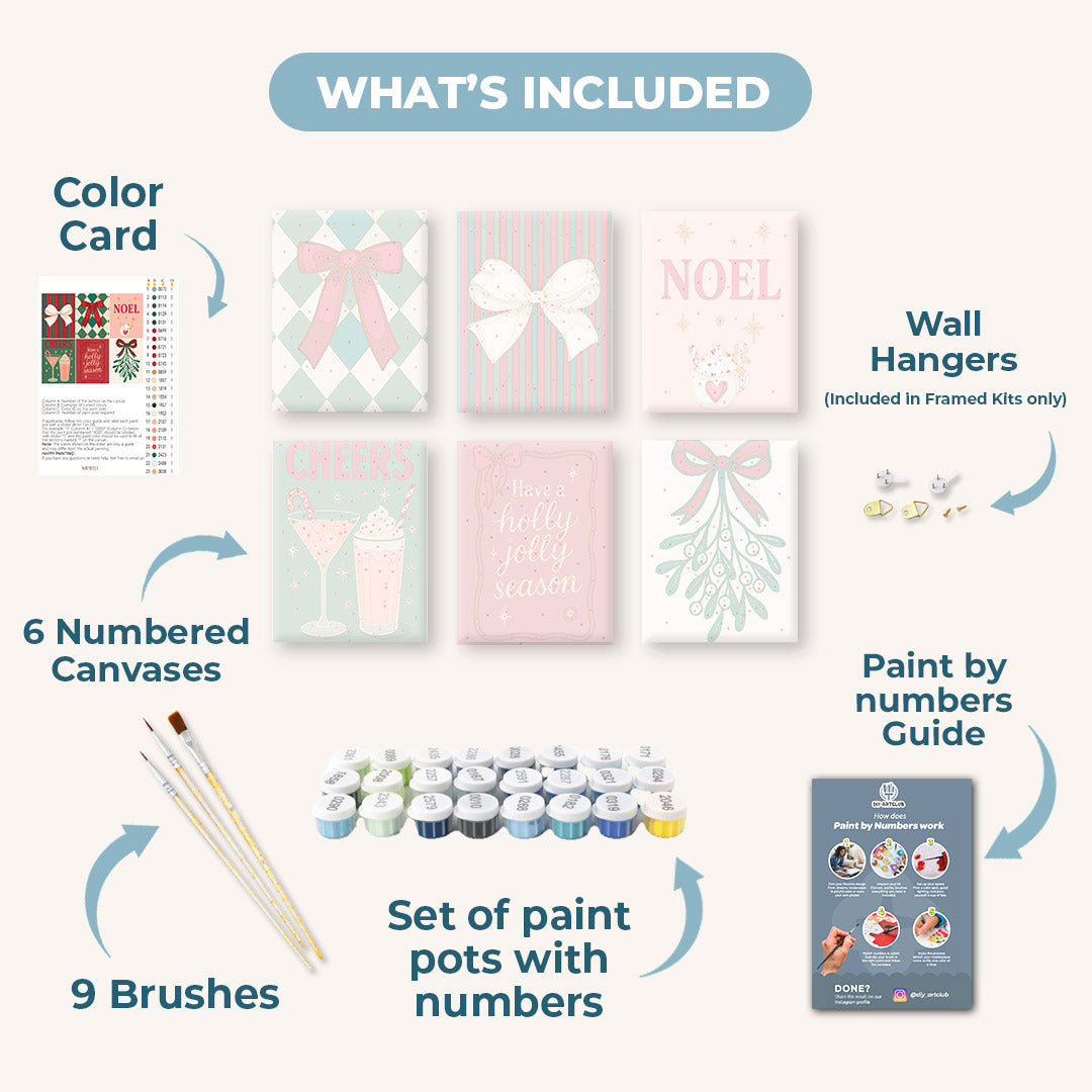 6 Mini Paintings | Merry Christmas Set