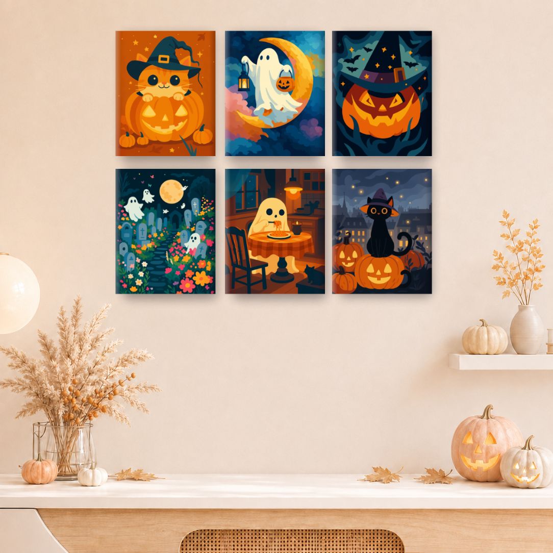 12 Mini Paintings | Spooky Autumn Set