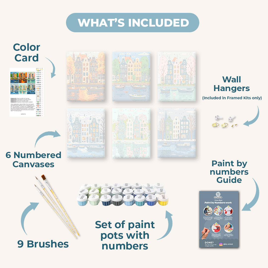 6 Mini Paintings | 4 Seasons Amsterdam Set