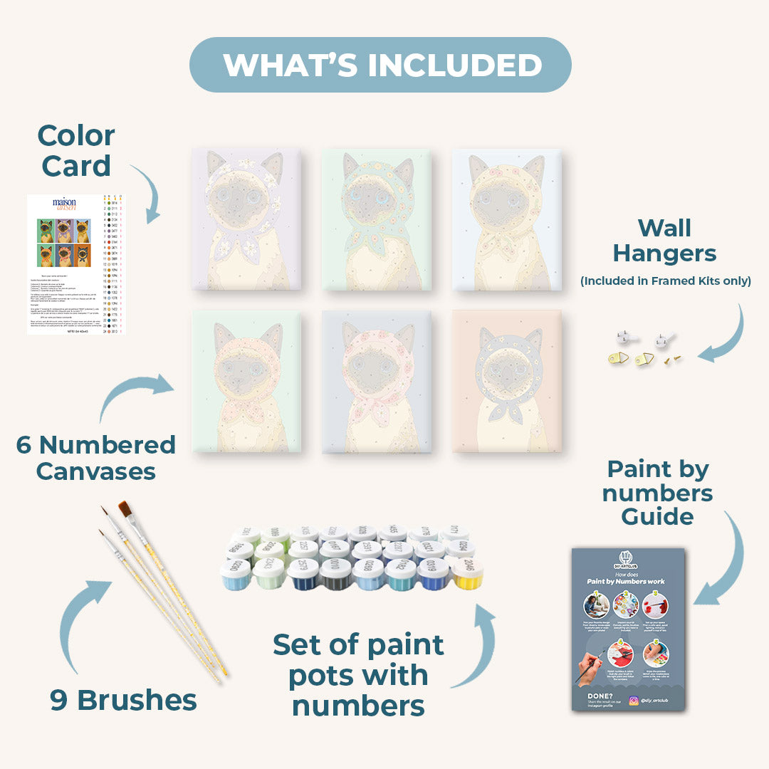 6 Mini Paintings | Cute Cat Set