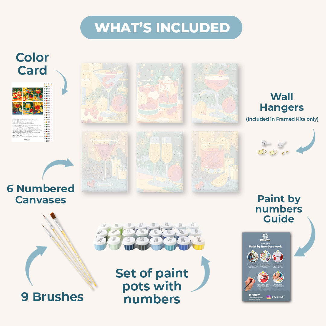 6 Mini Paintings | Festive Cocktails Set