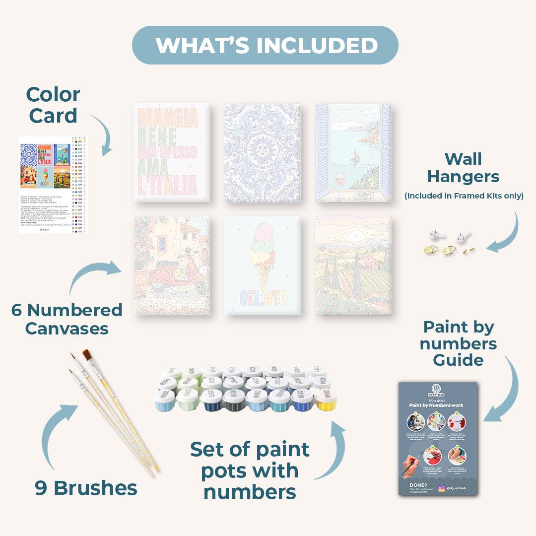 6 Mini Paintings | Italian Lifestyle Set