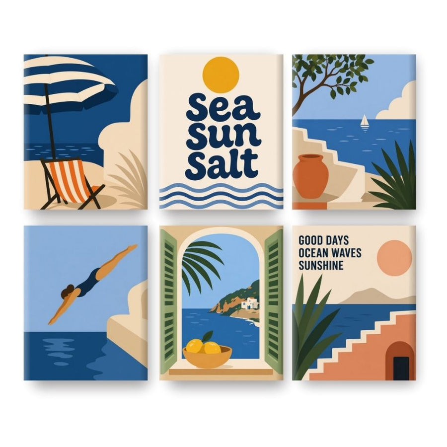 6 Mini Paintings | Sun Sea & Salt Set