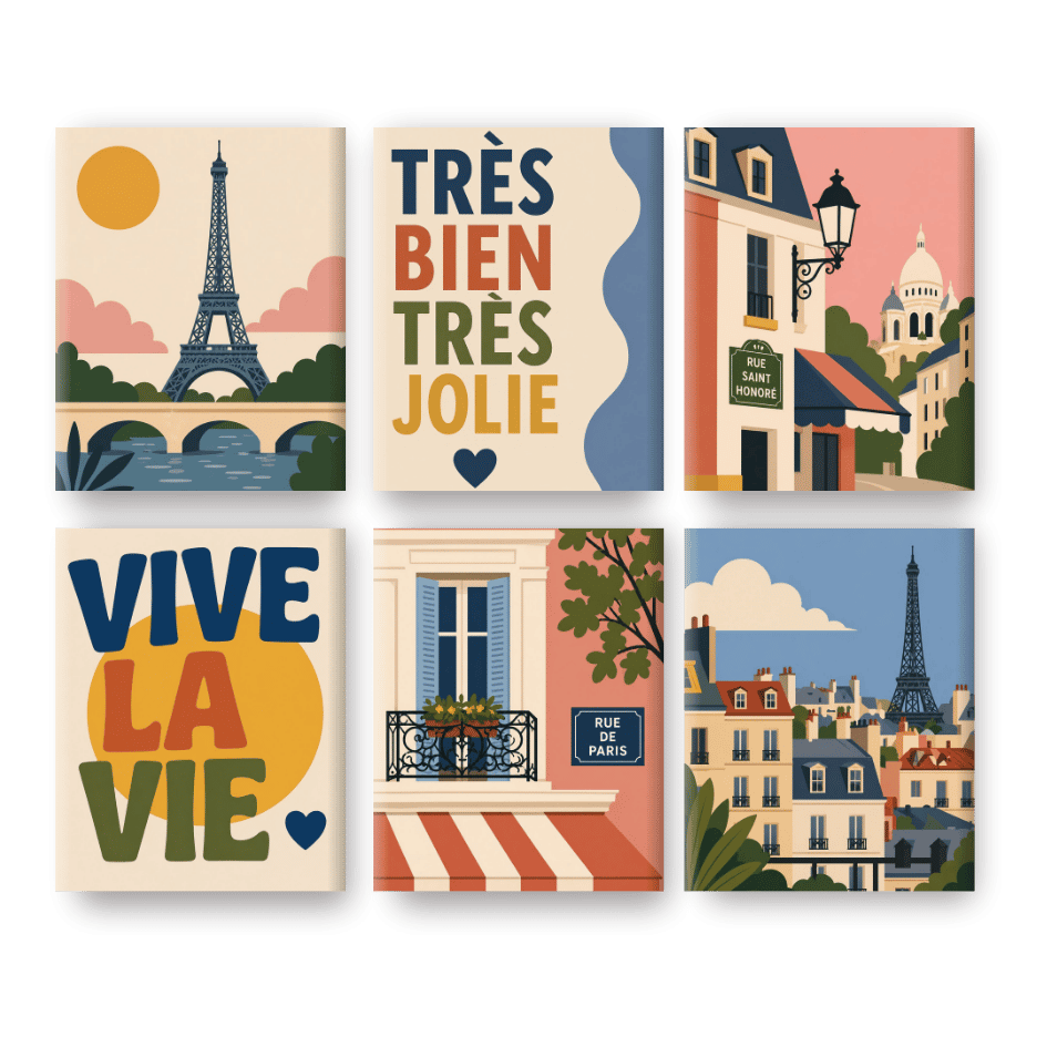 6 Mini Paintings | Beautiful Paris Set